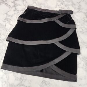 Valentino Silk Skirt Crushed Velvet Layer Skirt
